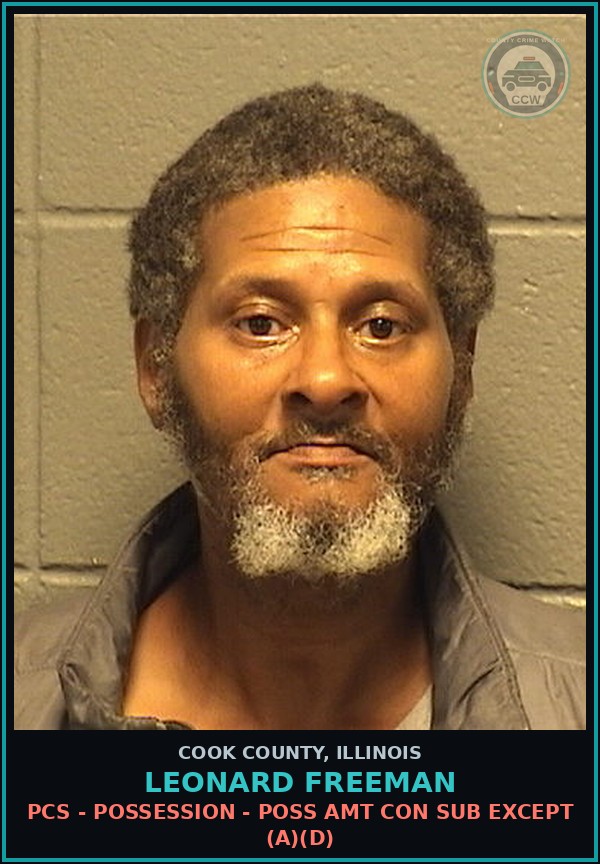 Booking mugshot of Leonard Freeman in Cook County