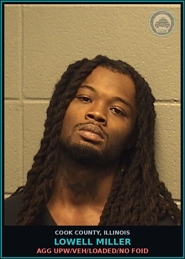 Booking mugshot of Lowell Miller in Cook County