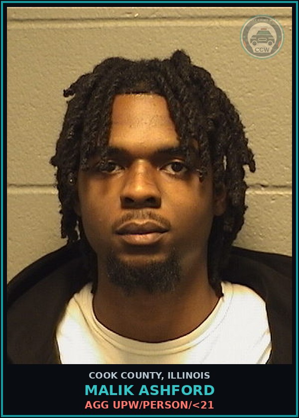 Booking mugshot of MALIK ASHFORD in Cook County