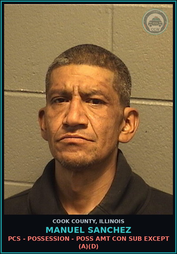 Booking mugshot of Manuel Sanchez in Cook County
