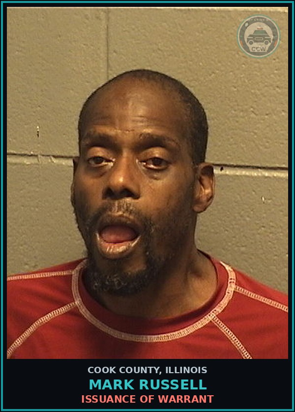 Booking mugshot of Mark Russell in Cook County