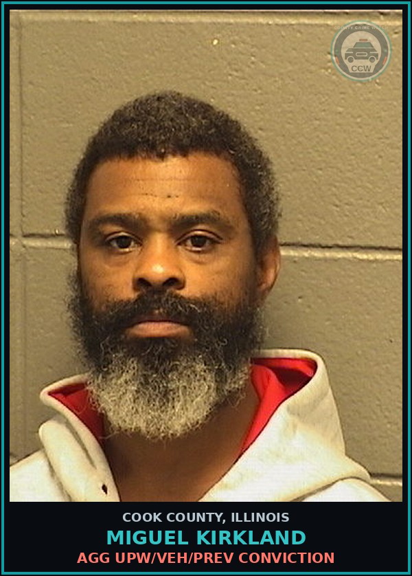 Booking mugshot of Miguel Kirkland in Cook County