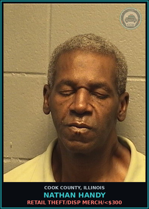 Booking mugshot of Nathan Handy in Cook County