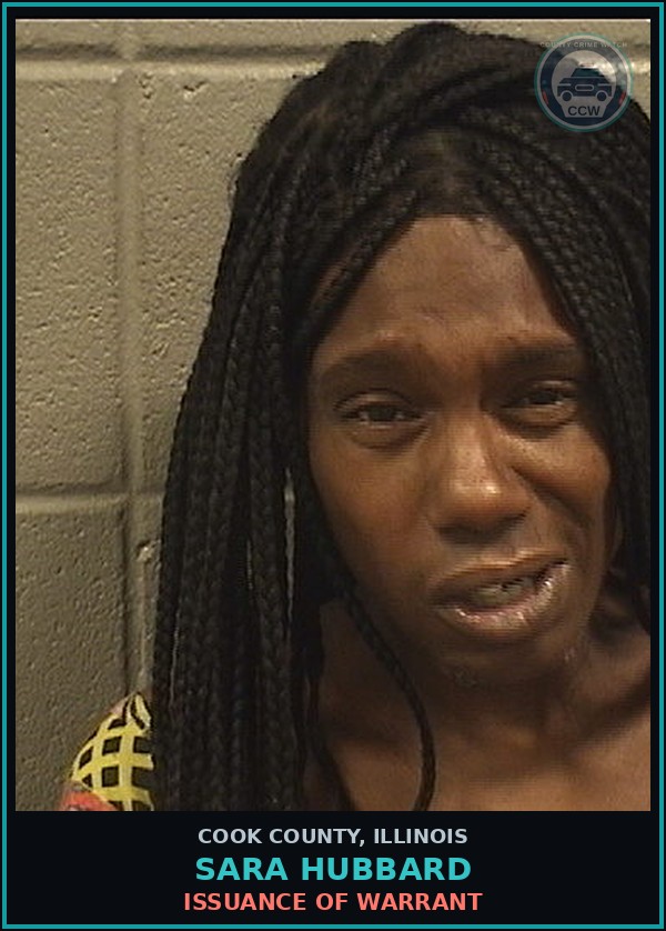 Booking mugshot of Sara Hubbard in Cook County