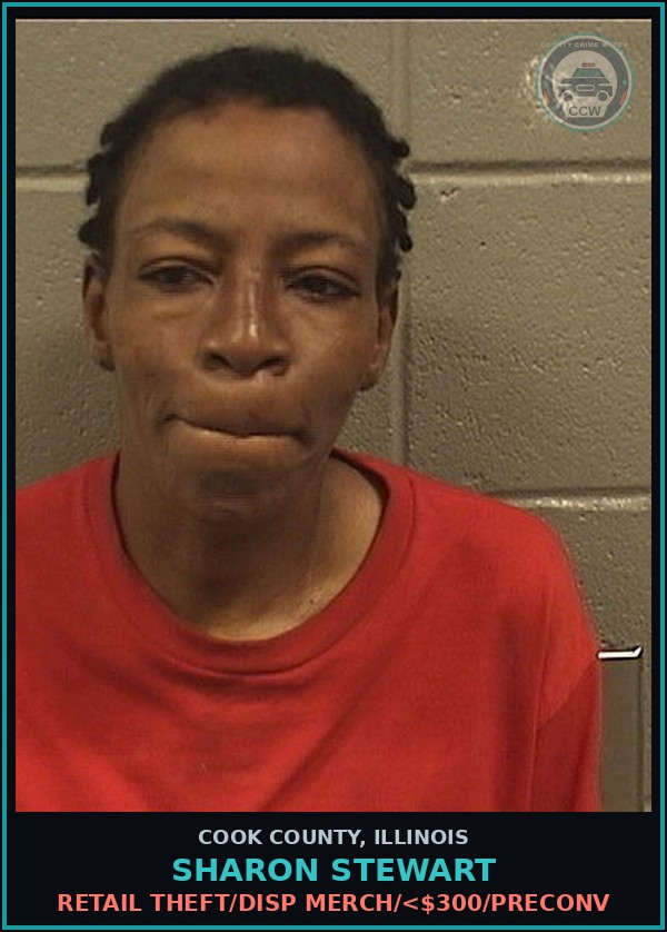 Booking mugshot of Sharon Stewart in Cook County