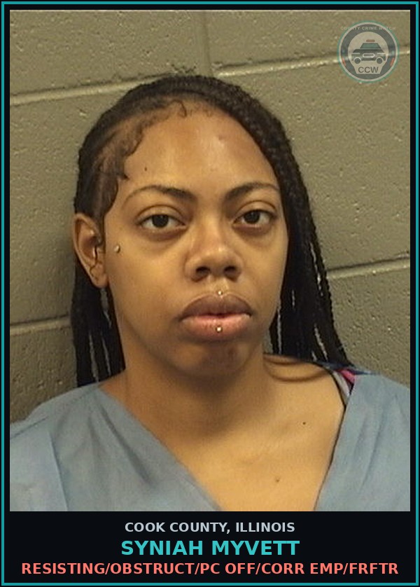 Booking mugshot of Syniah Myvett in Cook County