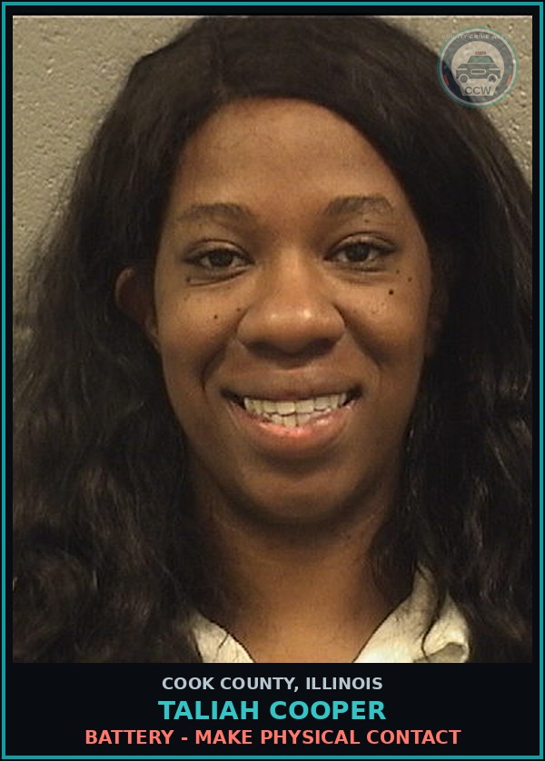 Booking mugshot of Taliah Cooper in Cook County