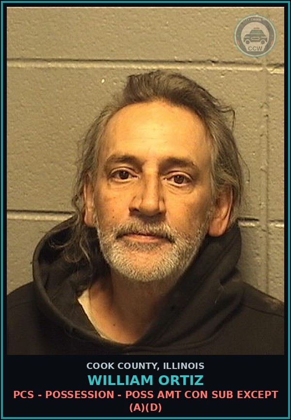 Booking mugshot of William Ortiz in Cook County