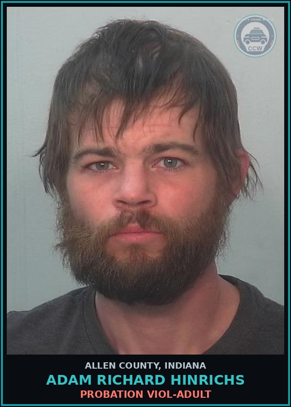 Booking mugshot of Adam Richard Hinrichs in Allen County