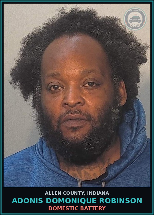 Booking mugshot of Adonis Domonique Robinson in Allen County