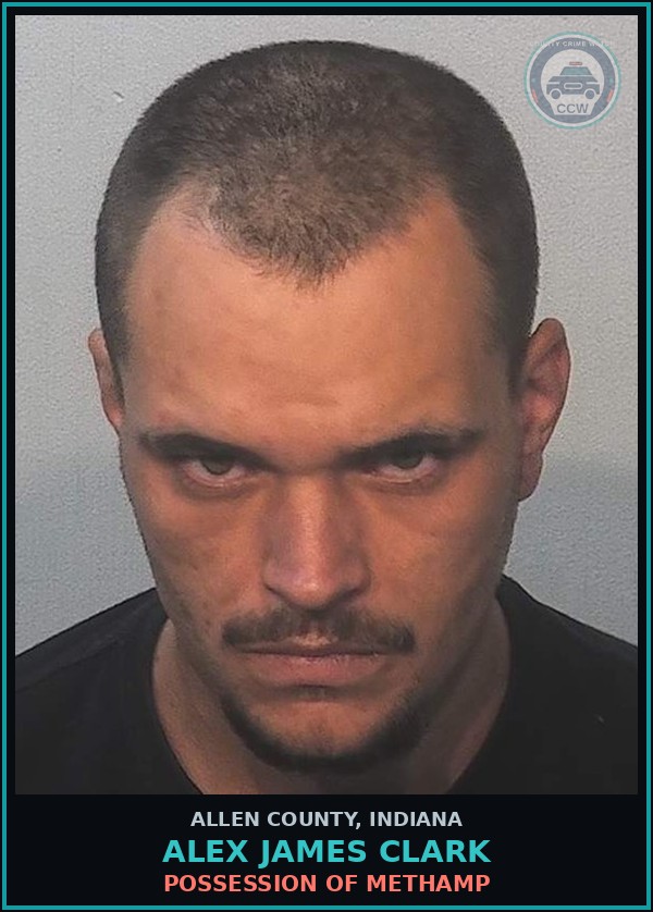 Booking mugshot of Alex James Clark in Allen County