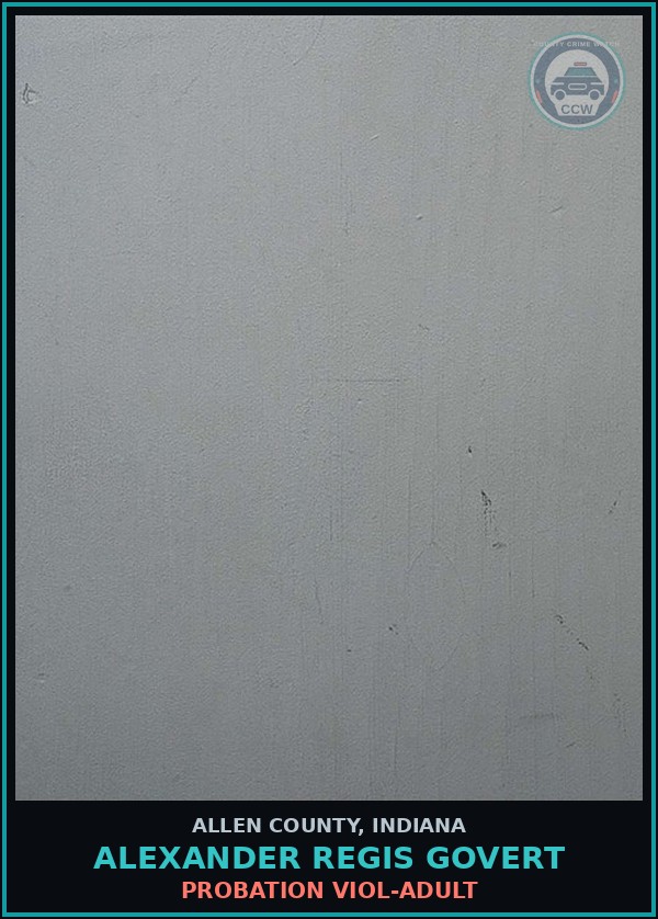 Booking mugshot of Alexander Regis Govert in Allen County