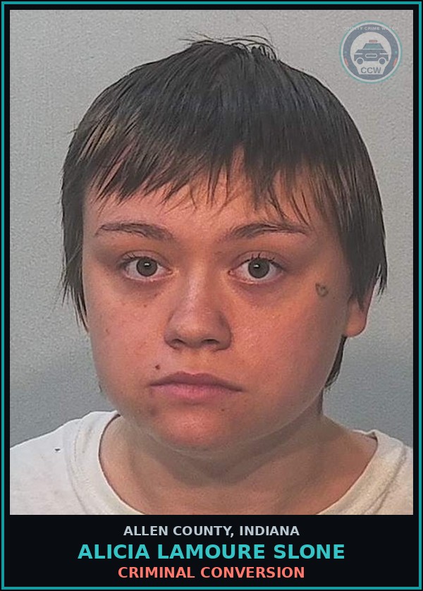 Booking mugshot of Alicia Lamoure Slone in Allen County