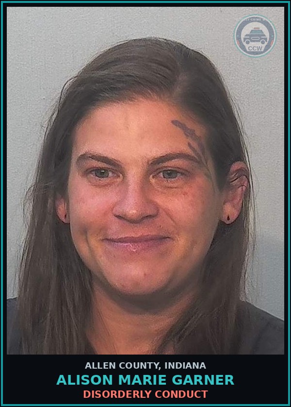 Booking mugshot of Alison Marie Garner in Allen County