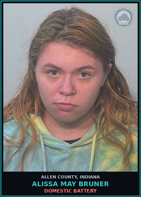 Booking mugshot of Alissa May Bruner in Allen County