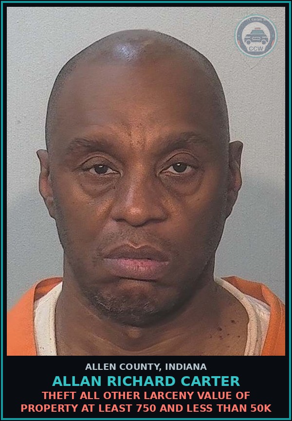 Booking mugshot of Allan Richard Carter in Allen County