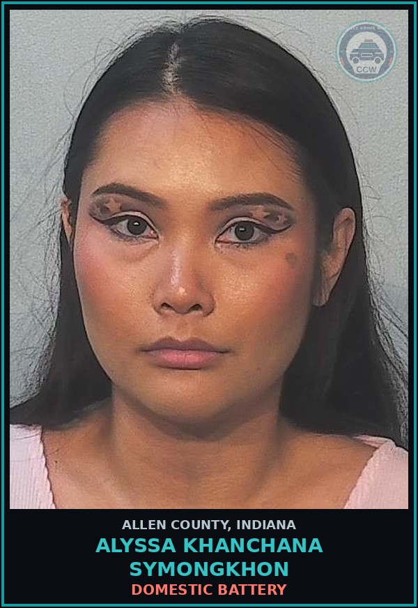 Booking mugshot of Alyssa Khanchana Symongkhon in Allen County