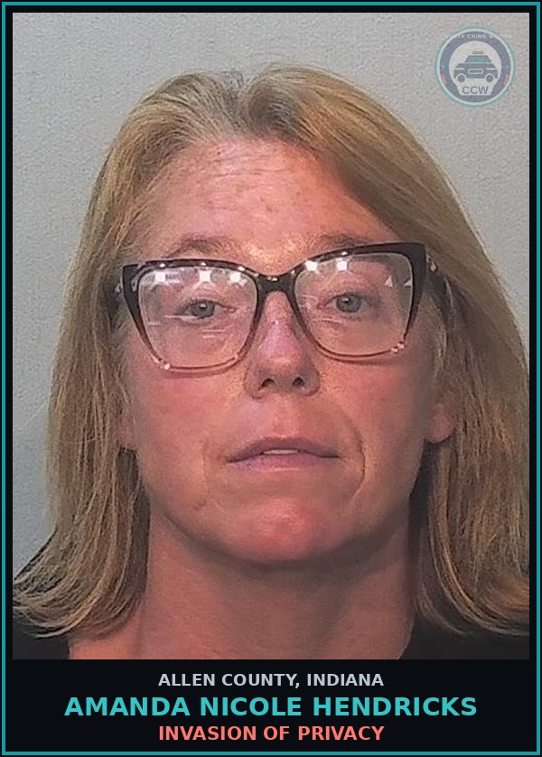 Booking mugshot of Amanda Nicole Hendricks in Allen County