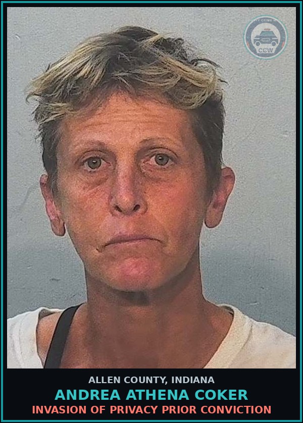 Booking mugshot of Andrea Athena Coker in Allen County