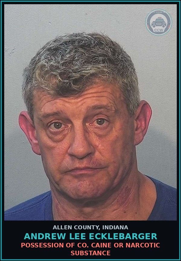 Booking mugshot of Andrew Lee Ecklebarger in Allen County