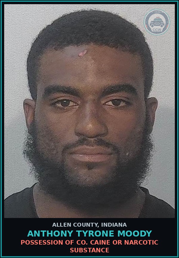 Booking mugshot of Anthony Tyrone Moody in Allen County
