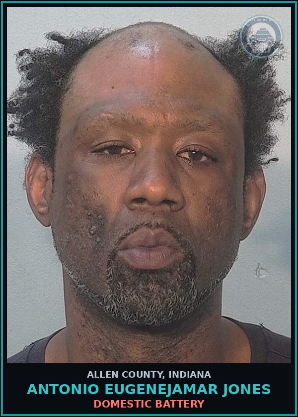 Booking mugshot of Antonio Eugenejamar Jones in Allen County