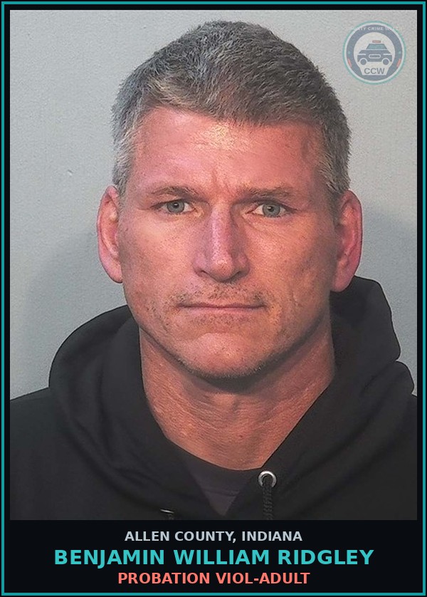 Booking mugshot of Benjamin William Ridgley in Allen County