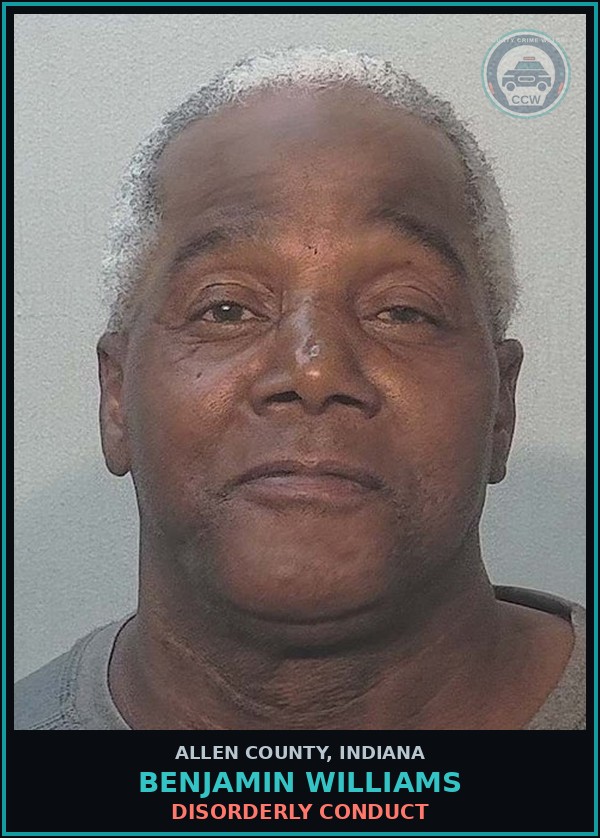 Booking mugshot of Benjamin Williams in Allen County