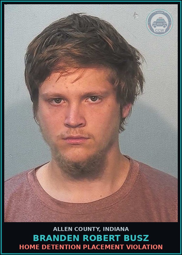 Booking mugshot of Branden Robert Busz in Allen County