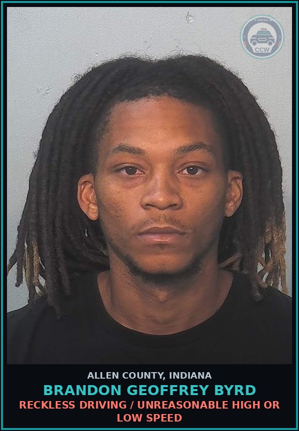 Booking mugshot of Brandon Geoffrey Byrd in Allen County