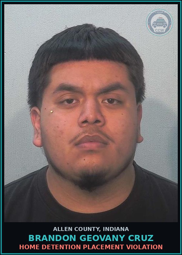 Booking mugshot of Brandon Geovany Cruz in Allen County