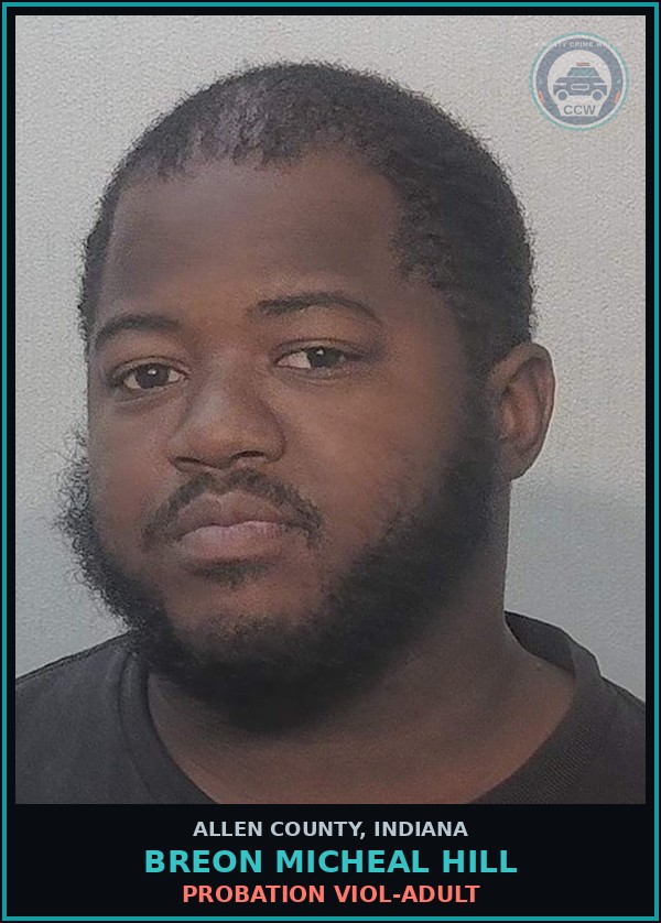 Booking mugshot of Breon Micheal Hill in Allen County
