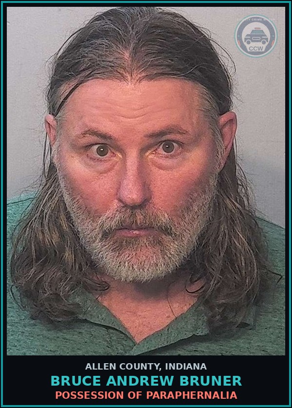 Booking mugshot of Bruce Andrew Bruner in Allen County