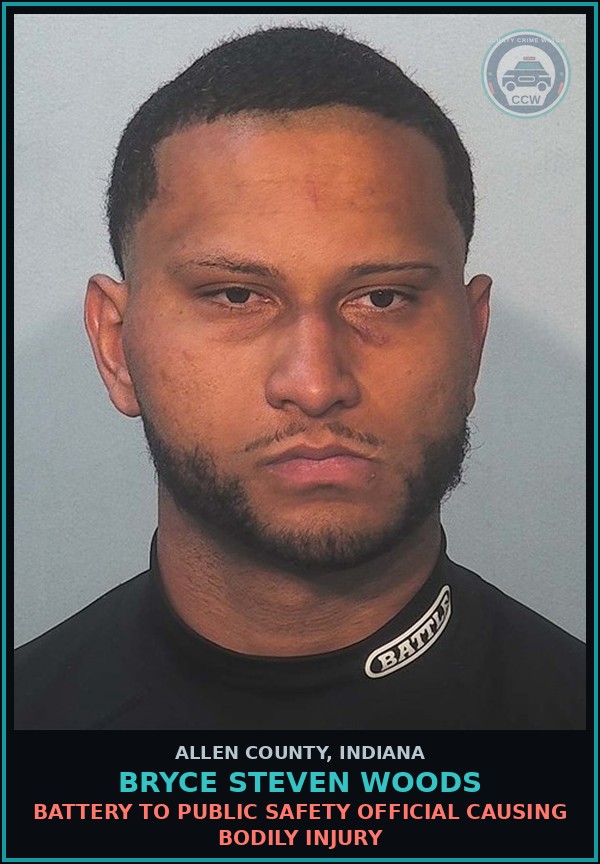 Booking mugshot of Bryce Steven Woods in Allen County