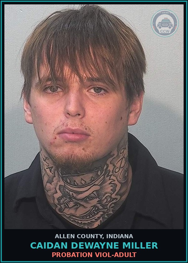 Booking mugshot of Caidan Dewayne Miller in Allen County