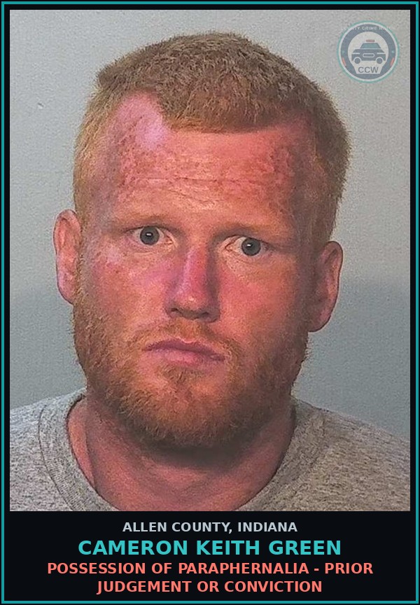 Booking mugshot of Cameron Keith Green in Allen County