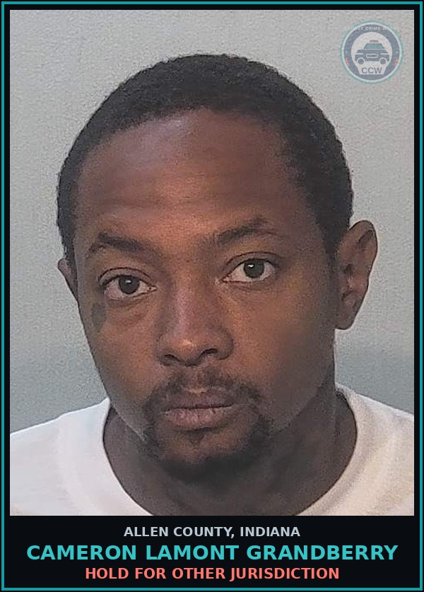 Booking mugshot of Cameron Lamont Grandberry in Allen County