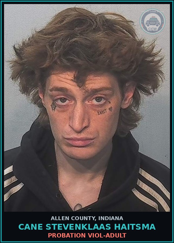 Booking mugshot of Cane Stevenklaas Haitsma in Allen County