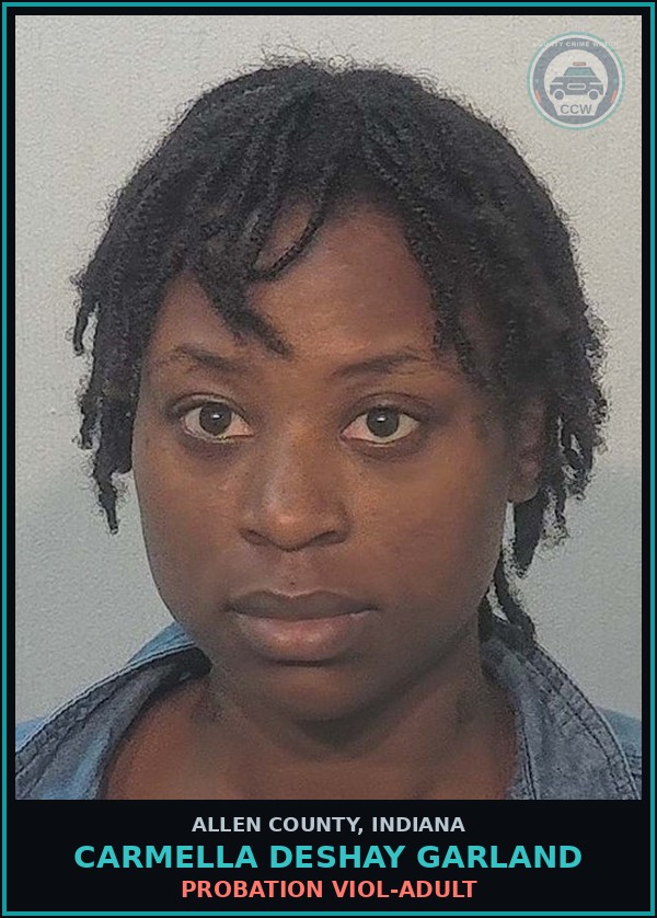 Booking mugshot of Carmella Deshay Garland in Allen County