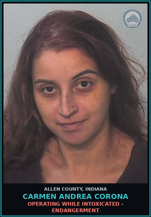 Booking mugshot of Carmen Andrea Corona in Allen County