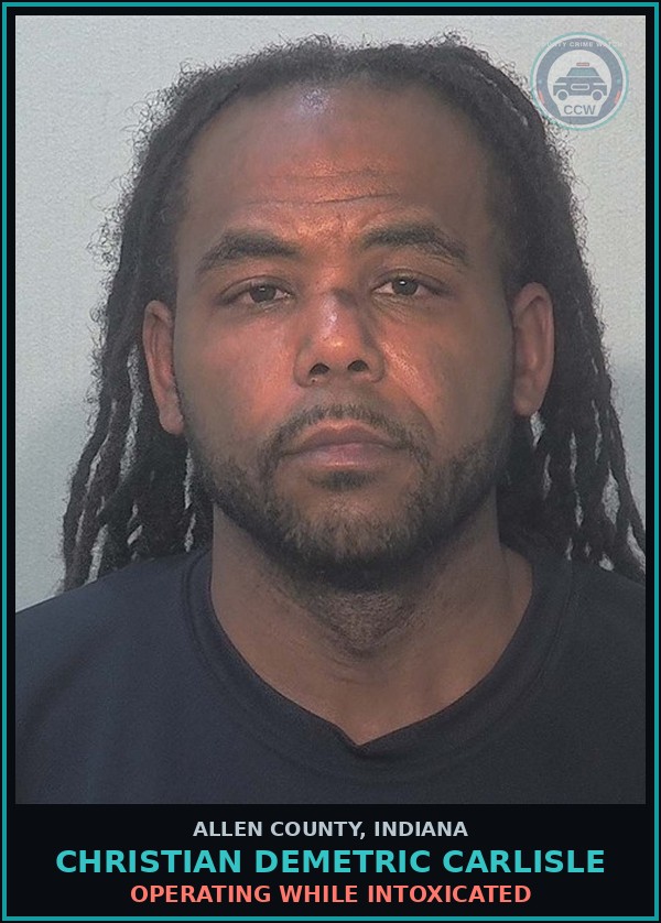 Booking mugshot of Christian Demetric Carlisle in Allen County
