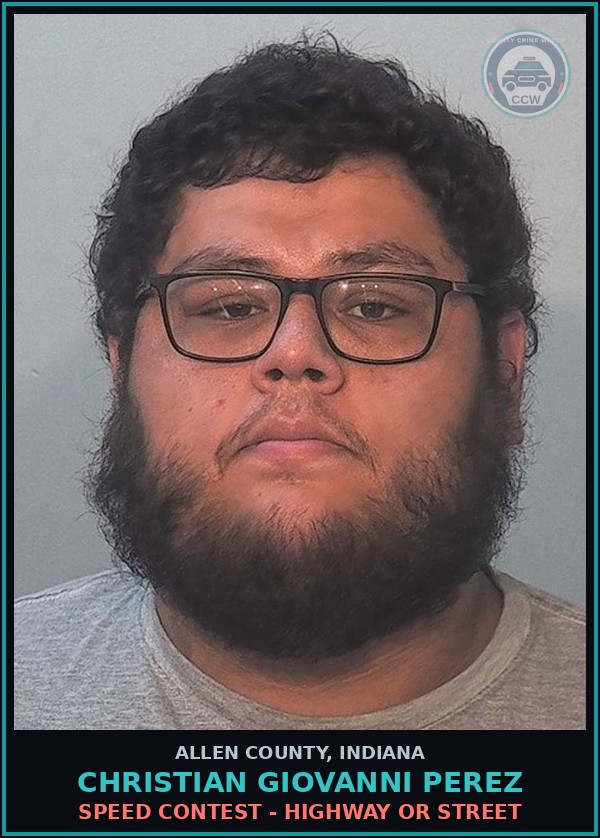 Booking mugshot of Christian Giovanni Perez in Allen County