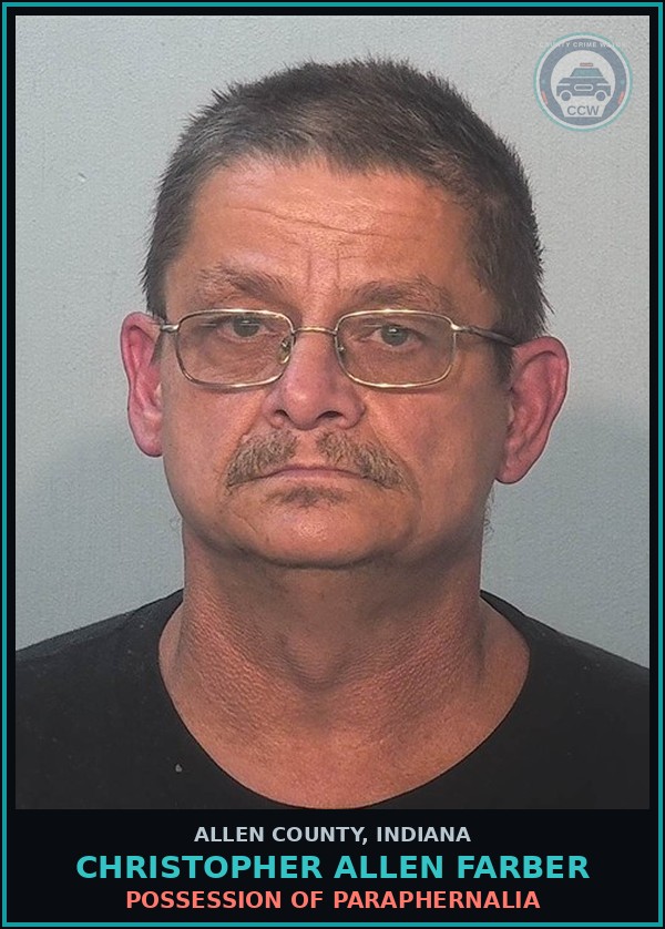 Booking mugshot of Christopher Allen Farber in Allen County