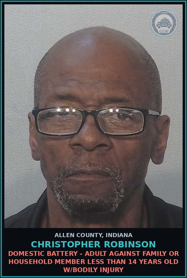 Booking mugshot of Christopher Robinson in Allen County