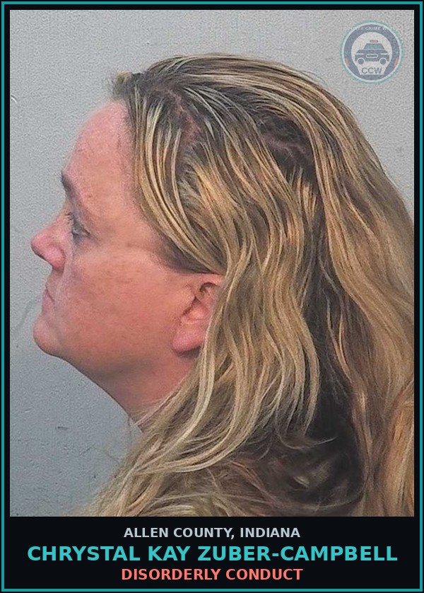 Booking mugshot of Chrystal Kay Zuber-Campbell in Allen County