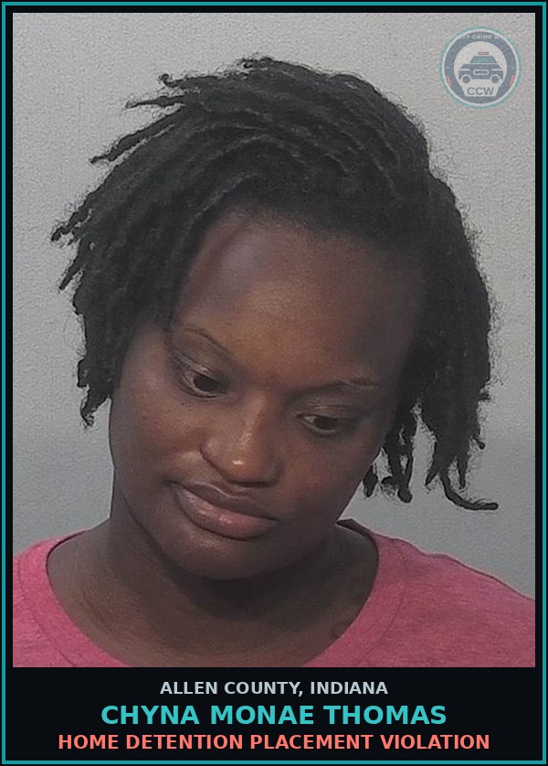 Booking mugshot of Chyna Monae Thomas in Allen County