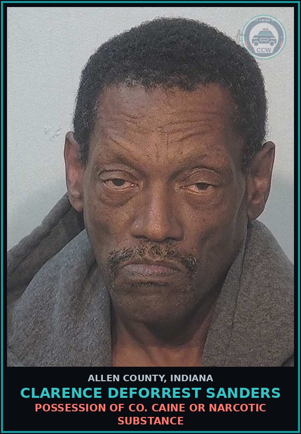 Booking mugshot of Clarence Deforrest Sanders in Allen County