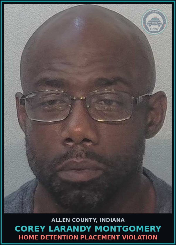 Booking mugshot of Corey Larandy Montgomery in Allen County