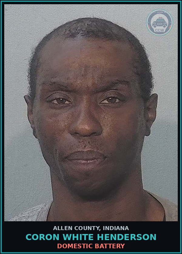 Booking mugshot of Coron White Henderson in Allen County