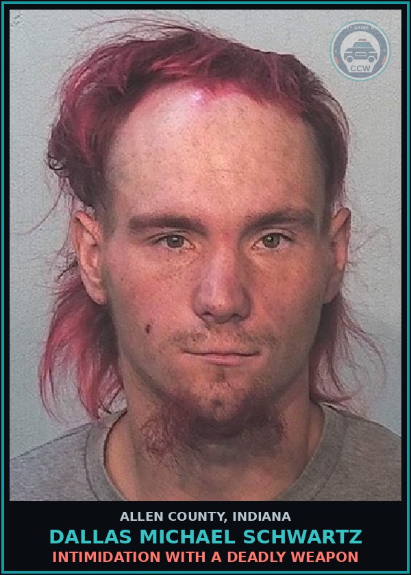 Booking mugshot of Dallas Michael Schwartz in Allen County